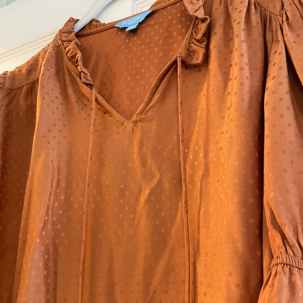Draper James Ruffled Rust Blouse - Picture 2 of 3